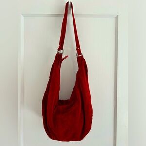 Red Suede Free People Shoulder Bag